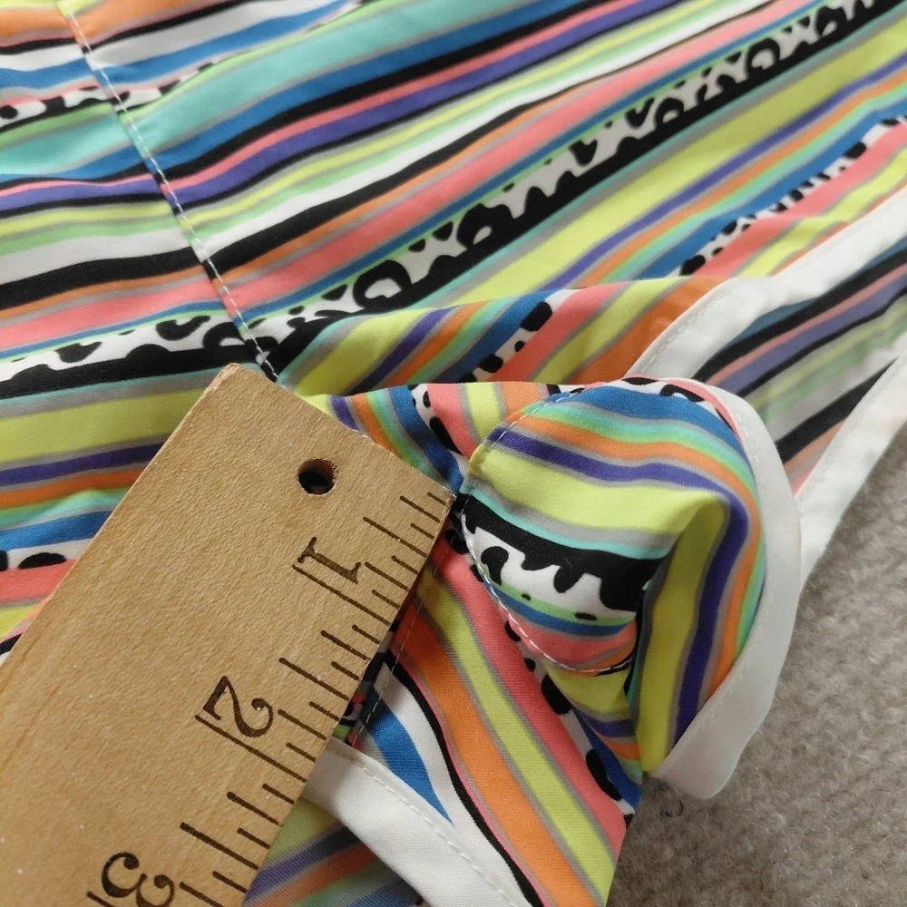 Op Y2K Vintage Multi Stripe Lowrise Swim Athletic Drawstring Shorts Women's L